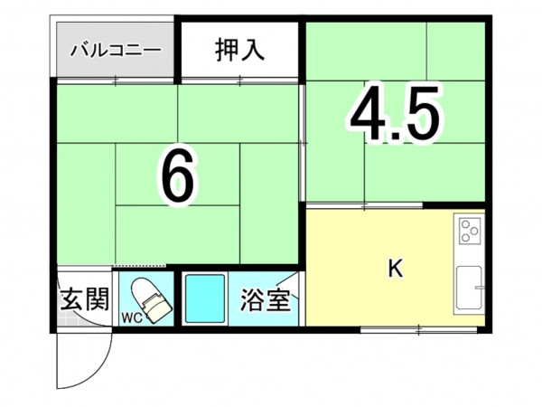 八尾市渋川町、マンションの間取り画像です