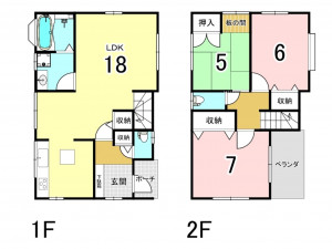 八尾市沼、中古一戸建ての間取り画像です