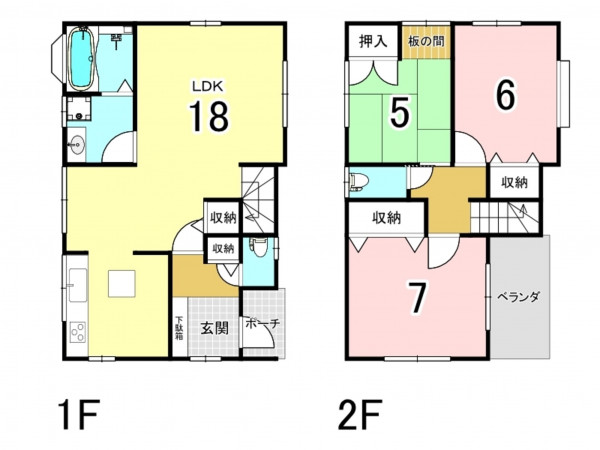 八尾市沼、中古一戸建ての間取り画像です