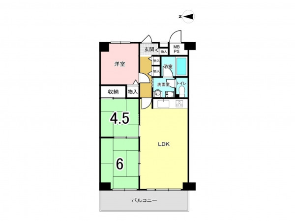 八尾市南木の本、マンションの間取り画像です