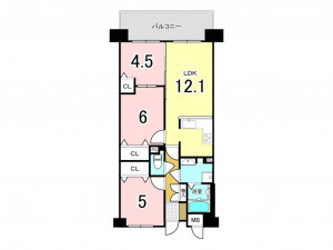 八尾市安中町、マンションの間取り画像です