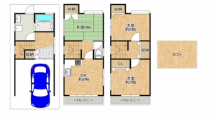 八尾市福万寺町南、中古一戸建ての間取り画像です