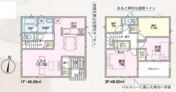 八尾市桂町、新築一戸建ての間取り画像です