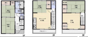八尾市跡部本町、中古一戸建ての間取り画像です