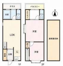 八尾市南本町、中古一戸建ての間取り画像です