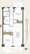 八尾市志紀町南、マンションの間取り画像です