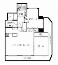 八尾市東本町、マンションの間取り画像です