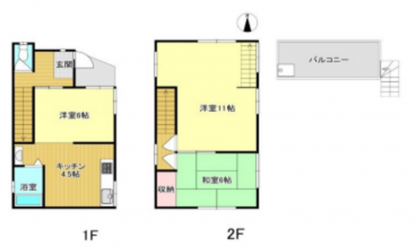 八尾市福万寺町、中古一戸建ての間取り画像です