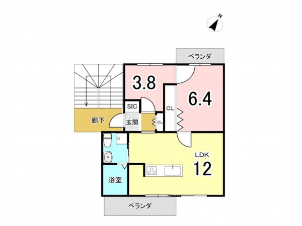 八尾市曙町、マンションの間取り画像です