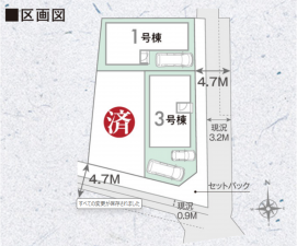 八尾市刑部、新築一戸建ての間取り画像です