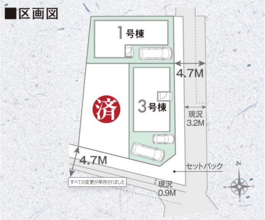 八尾市刑部、新築一戸建ての間取り画像です