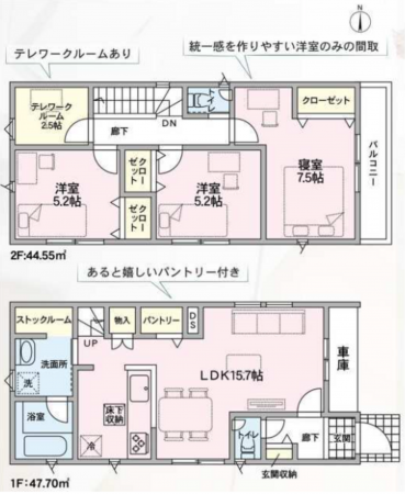 八尾市福万寺町、新築一戸建ての間取り画像です