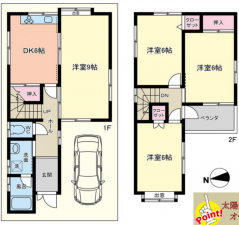 八尾市田井中、中古一戸建ての間取り画像です