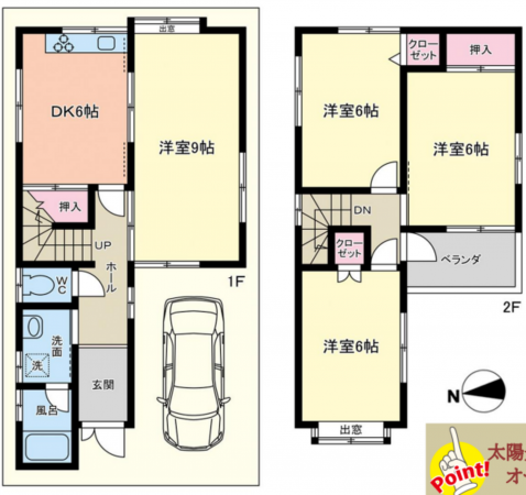 八尾市田井中、中古一戸建ての間取り画像です