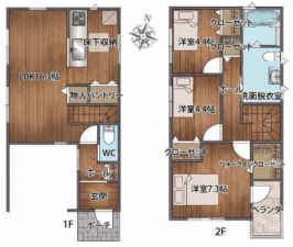 八尾市山本町北、新築一戸建ての間取り画像です