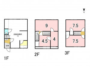 八尾市高安町南、収益物件/店舗事務所の間取り画像です
