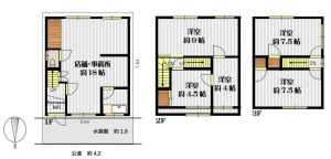 八尾市高安町南、収益物件/店舗事務所の間取り画像です