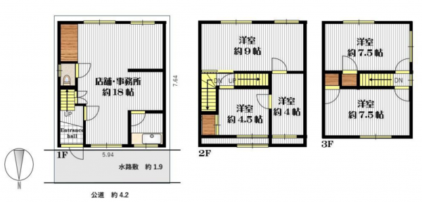 八尾市高安町南、収益物件/店舗事務所の間取り画像です