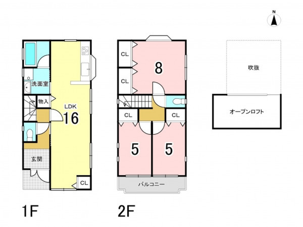 八尾市福栄町、中古一戸建ての間取り画像です