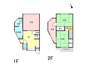 八尾市曙町、中古一戸建ての間取り画像です