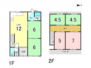 八尾市楠根町、中古一戸建ての間取り画像です