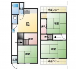 八尾市南本町、中古一戸建ての間取り画像です
