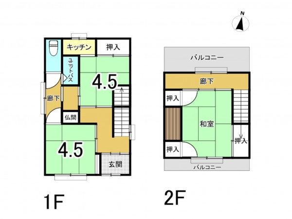 八尾市植松町、中古一戸建ての間取り画像です