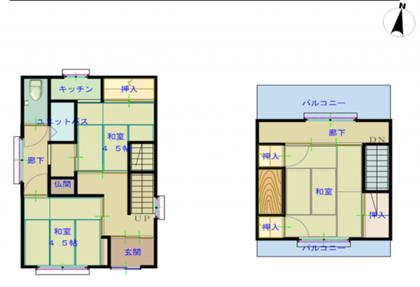 八尾市植松町、中古一戸建ての間取り画像です