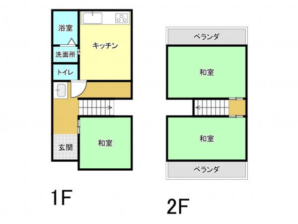 八尾市堤町、中古一戸建ての間取り画像です