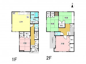 八尾市太子堂、中古一戸建ての間取り画像です