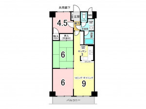 八尾市末広町、マンションの間取り画像です