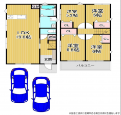 八尾市山城町、中古一戸建ての間取り画像です