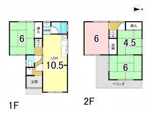 八尾市上尾町、中古一戸建ての間取り画像です