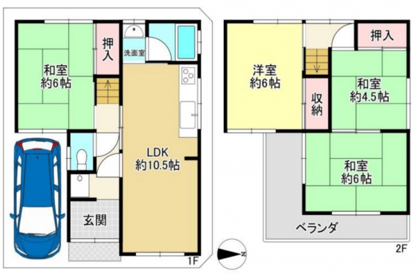 八尾市上尾町、中古一戸建ての間取り画像です