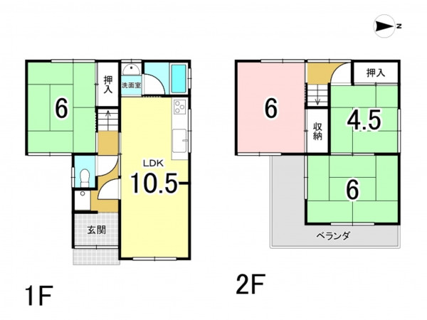 八尾市上尾町、中古一戸建ての間取り画像です