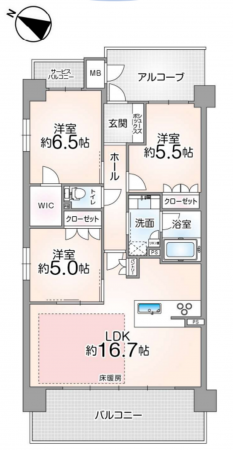 八尾市東山本町、マンションの間取り画像です
