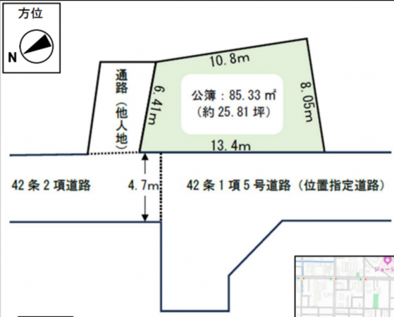 八尾市相生町、土地の間取り画像です