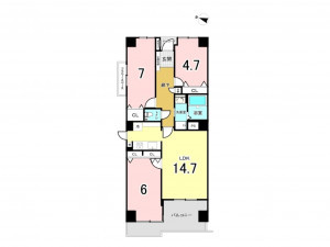 八尾市本町、マンションの間取り画像です