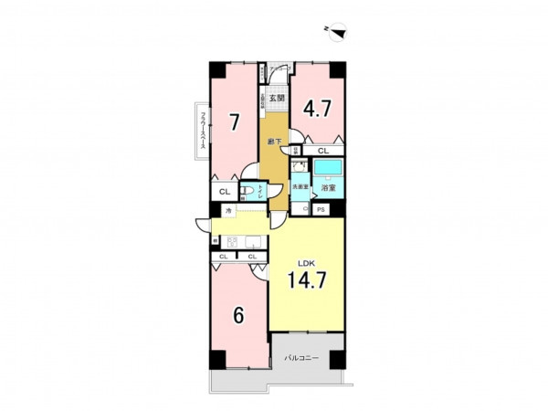 八尾市本町、マンションの間取り画像です