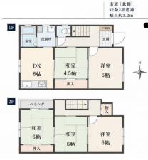 八尾市東山本町、中古一戸建ての間取り画像です