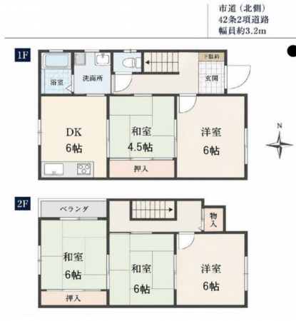 八尾市東山本町、中古一戸建ての間取り画像です