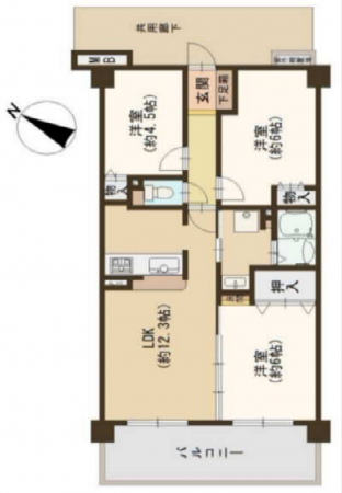 八尾市天王寺屋、マンションの間取り画像です