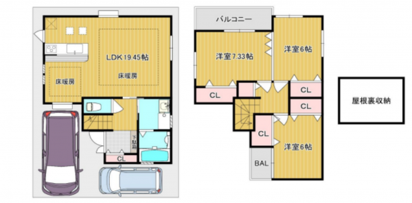 八尾市、中古一戸建ての間取り画像です