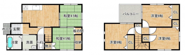 八尾市南木の本、中古一戸建ての間取り画像です
