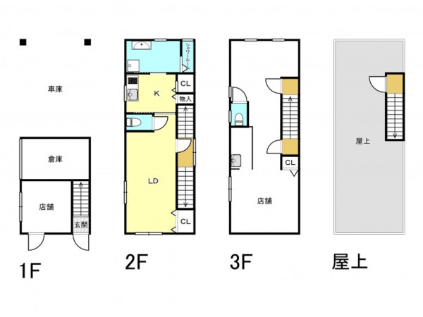 八尾市跡部北の町、収益物件/店舗の間取り画像です