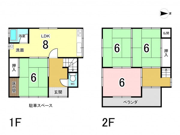 八尾市太田、中古一戸建ての間取り画像です