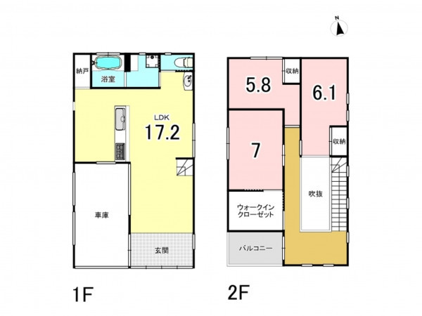 八尾市宮町、中古一戸建ての間取り画像です