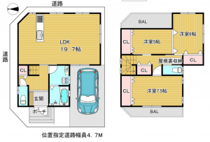 八尾市東山本新町、中古一戸建ての間取り画像です