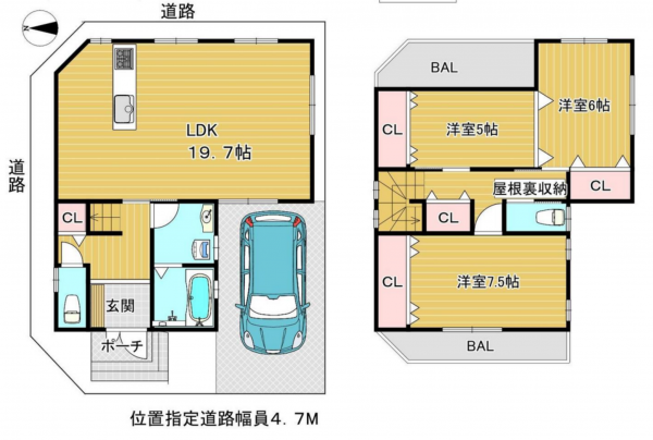 八尾市東山本新町、中古一戸建ての間取り画像です