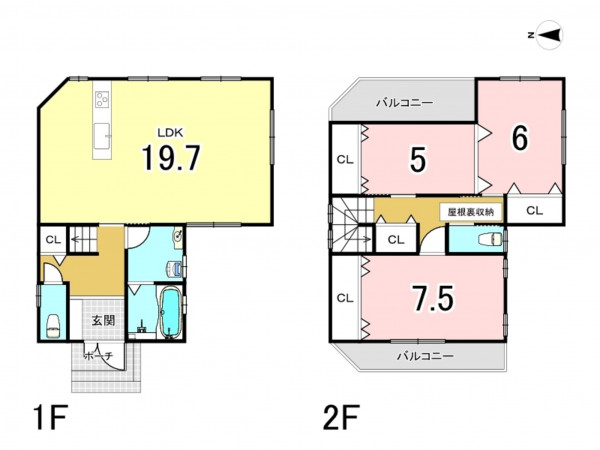 八尾市東山本新町、中古一戸建ての間取り画像です